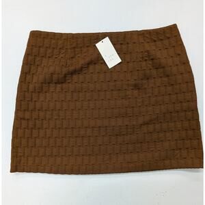 A New Day Brown Textured Mini Skirt Size 14 Lined High Waist NWT